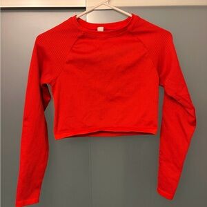 Aerie Red Long Sleeve Crop Top